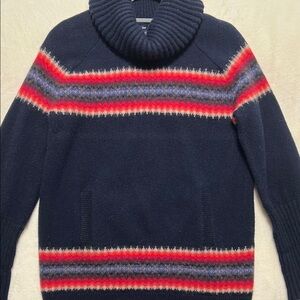 Y2K Gap Wool Navy Sweater with Red Argyle Print